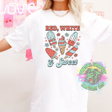 Load image into Gallery viewer, Retro 4th of July Ready to Press DTF Transfer, Patriotic DTF Transfers, Red White and Sweet DTF Transfer, Fourth of July Apparel dtf D0003