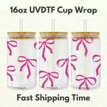 Load image into Gallery viewer, Pink Bows 16oz UVDTF Cup Wrap, Coquette UV DTF Transfers, Cup Wrap Transfers, Ready to Ship uvdtf 0012