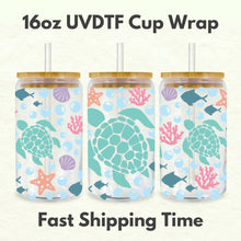 Load image into Gallery viewer, Turtle Summer 16oz UVDTF Cup Wrap *Physical Transfer* UV DTF Transfers, Summer Cup Wrap Transfers, Ready to Ship uvdtf 0022