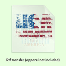 Load image into Gallery viewer, USA Distressed Ready to Press dtf Transfer, Patriotic DTF Transfers, DTF Transfer, Fourth of July Apparel dtf D0081