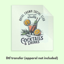 Load image into Gallery viewer, Ready to Press Cocktail Social Club DTF Transfer Aesthetic Vintage Cocktails DTF Transfer Apparel Transfer D0085