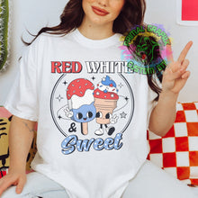 Load image into Gallery viewer, Red White and Sweet 4th of July Retro DTF Transfer Ready to Press DTF Transfer Patriotic Summer dtf apparel transfer D0029