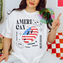 Load image into Gallery viewer, Smiley Y2K 4th of July Retro DTF Transfer Ready to Press DTF Transfer Patriotic Summer dtf apparel transfer D0030