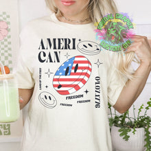 Load image into Gallery viewer, Smiley Y2K 4th of July Retro DTF Transfer Ready to Press DTF Transfer Patriotic Summer dtf apparel transfer D0030