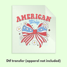 Load image into Gallery viewer, Coquette 4th of July DTF Transfer Ready to Press DTF Transfer America Girly Bow Retro 4th of July Tshirt Transfer D0037