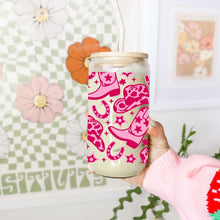Load image into Gallery viewer, Pink Country Western 16oz UVDTF Cup Wrap *Physical Transfer* UV DTF Transfers, Cowgirl Cup Wrap Transfers, Ready to Ship uvdtf 0024