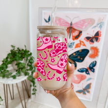 Load image into Gallery viewer, Pink Country Western 16oz UVDTF Cup Wrap *Physical Transfer* UV DTF Transfers, Cowgirl Cup Wrap Transfers, Ready to Ship uvdtf 0024