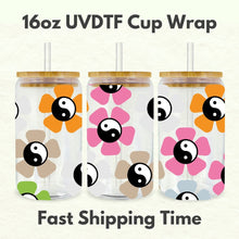 Load image into Gallery viewer, Yin Yang Retro Groovy 16oz UVDTF Cup Wrap *Physical Transfer* UV DTF Transfers, Groovy Cup Wrap Transfers, Ready to Ship uvdtf 0025