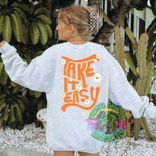 Load image into Gallery viewer, Ready to Press Take it Easy Retro Daisies DTF Transfer Retro Aesthetic Trendy DTF Transfer Apparel Transfer Tshirt Transfer D0052