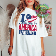 Load image into Gallery viewer, I Heart America Distressed Ready to Press dtf Transfer, Patriotic DTF Transfers, DTF Transfer, Fourth of July Apparel dtf D0083