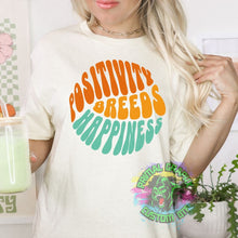 Load image into Gallery viewer, Ready to Press Positivity Feeds Happiness Retro Groovy DTF Transfer Retro Aesthetic Trendy DTF Transfer Apparel Transfer D0087