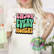 Load image into Gallery viewer, Ready to Press Enjoy Every Moment Retro Groovy DTF Transfer Retro Aesthetic Trendy DTF Transfer Apparel Transfer D0090