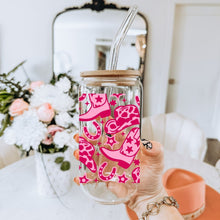 Load image into Gallery viewer, Pink Country Western 16oz UVDTF Cup Wrap *Physical Transfer* UV DTF Transfers, Cowgirl Cup Wrap Transfers, Ready to Ship uvdtf 0024