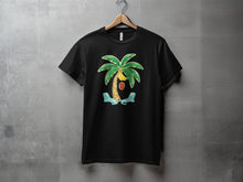 Load image into Gallery viewer, Relaxing Palm Tree with Loungers Black T-shirt
