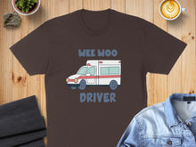 Load image into Gallery viewer, Brown t-shirt with a cartoon ambulance and "DRIVER" text.
