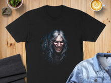 Load image into Gallery viewer, Menacing Evil Sorcerer Artwork on Black Shirt Product
