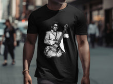Load image into Gallery viewer, Guitarist Black and White Illustration T-shirt

