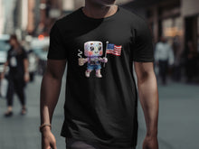 Load image into Gallery viewer, American Flag Holding Cartoon Character T-Shirt
