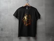 Load image into Gallery viewer, Fiery Warrior Graphic Black T-Shirt Unique Print Design
