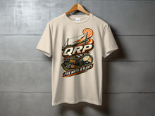 Load image into Gallery viewer, T-shirt with QRP radio, antenna, and "Five Watts is Plenty" text.
