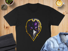 Load image into Gallery viewer, Bold and Vibrant Raven Design Black T-shirt
