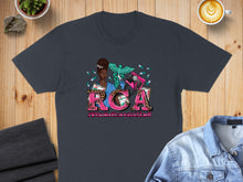 Load image into Gallery viewer, Dark grey t-shirt with "RCA #residentcareassistant" and medical symbols.
