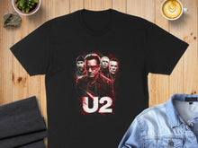 Load image into Gallery viewer, U2 Band Members Graphic Print Black T-Shirt
