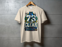 Load image into Gallery viewer, T-shirt with "73 AND CLEAR" text and vintage radio equipment graphic.
