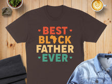 Load image into Gallery viewer, Brown t-shirt with "BEST BLOCK FATHER EVER" text in colorful block letters.
