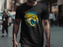 Load image into Gallery viewer, Vivid Roaring Leopard Design Black T-Shirt
