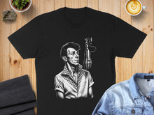 Load image into Gallery viewer, Vintage Black T-shirt with Retro Microphone Design
