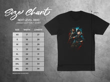 Load image into Gallery viewer, Next Level 3600 Unisex Cotton T-Shirt with Size Chart
