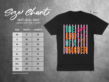 Load image into Gallery viewer, Size chart for Next Level 3600 Unisex Cotton T-Shirt with measurements.
