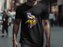 Load image into Gallery viewer, Viking Helmet Graphic Design Black T-shirt
