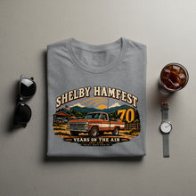 Load image into Gallery viewer, Shelby Hamfest 70 Years On The Air 1957-2026 Shelby, North Carolina graphic tee.

