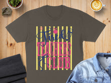 Load image into Gallery viewer, Tired Teachers Club text graphic on a brown t-shirt.
