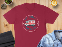 Load image into Gallery viewer, Maroon t-shirt with "Hot Girls Hit Curbs" text and ambulance graphic.
