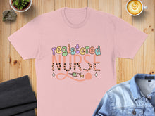 Load image into Gallery viewer, Pink t-shirt with "Registered Nurse" text and a syringe graphic.
