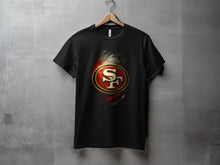 Load image into Gallery viewer, Stylish Black T-Shirt with Bold SF Graphic Design
