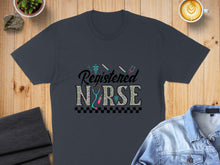 Load image into Gallery viewer, Dark gray t-shirt with "Registered Nurse" text and medical symbols.
