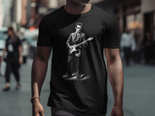 Load image into Gallery viewer, Classic Musician Black T-Shirt with Vintage Guitar Print

