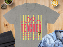 Load image into Gallery viewer, Gray t-shirt with "TEACHER" and lightning bolt graphic.
