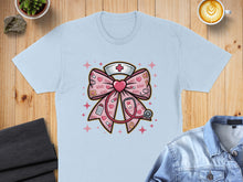 Load image into Gallery viewer, Pink bow with stethoscope, nurse hat, and "XOXO" pattern.
