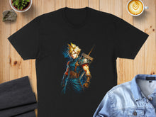 Load image into Gallery viewer, Striking Anime Character Design on Black T-Shirt

