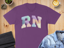 Load image into Gallery viewer, Purple t-shirt with patchwork "RN" applique.
