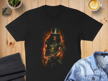 Load image into Gallery viewer, Vibrant Electric Guitarist Flames Design T-Shirt
