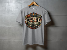 Load image into Gallery viewer, Gray t-shirt with "Home Brew Radio Club" logo featuring vintage radio parts.

