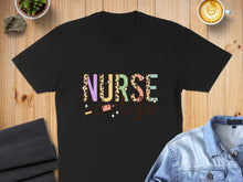 Load image into Gallery viewer, Black t-shirt with "Nurse Life" text and syringe graphic.
