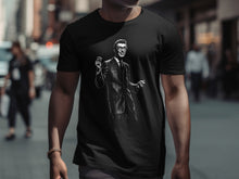 Load image into Gallery viewer, Smiling Man in Suit Design Black Shirt Product
