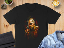 Load image into Gallery viewer, Intense Character Graphic Black T-Shirt for Fans
